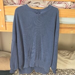 Aerie Textured Knit Sweater in Blue